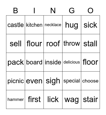 bricks reading 100 1 unit1-8 Bingo Card