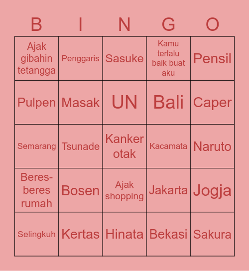 BINGO ELLA Bingo Card