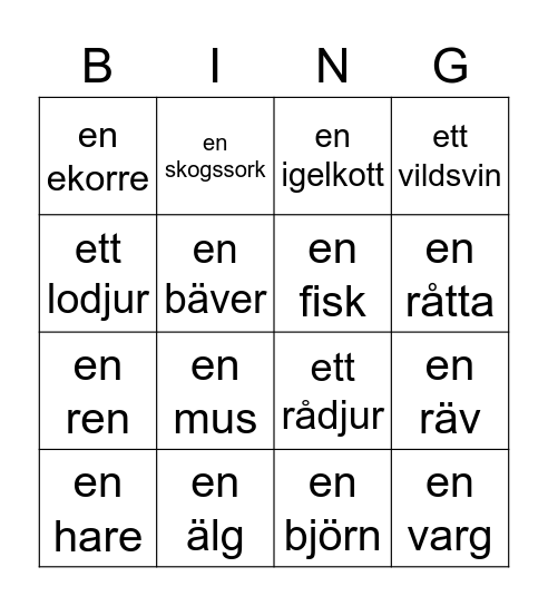 DJUR Bingo Card