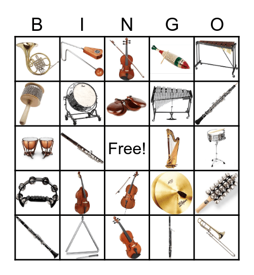 Instruments of the Orchestra Bingo Card