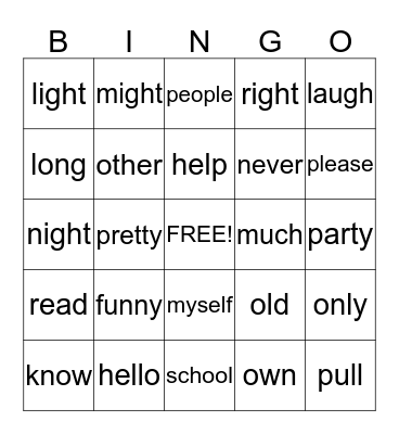 1B Bingo 2nd 24 Bingo Card