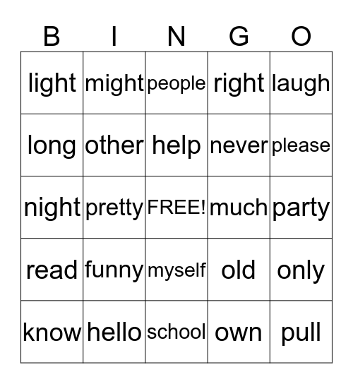 1B Bingo 2nd 24 Bingo Card