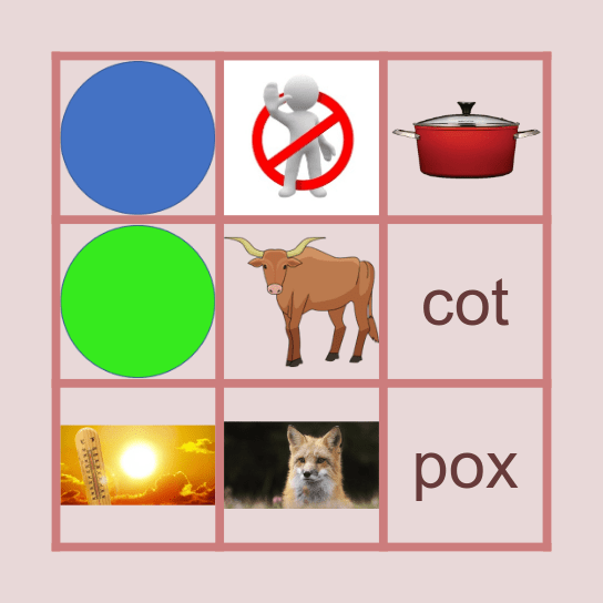-ot & ox words Bingo Card