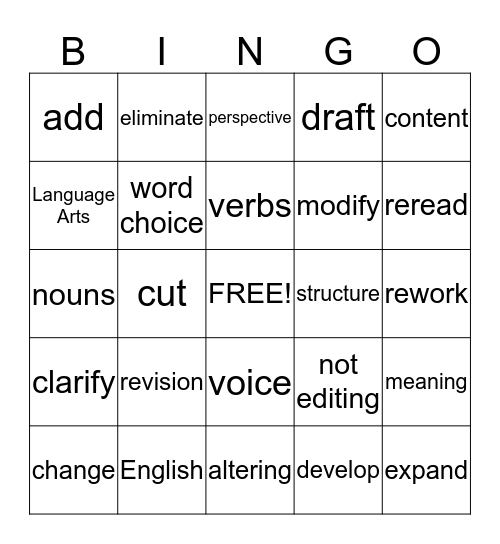 Revision Bingo Card