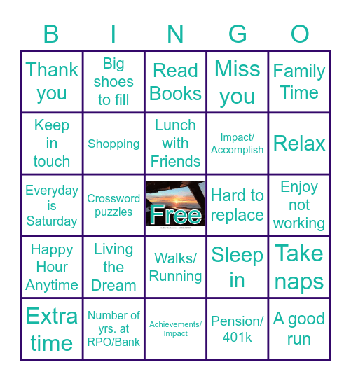 RETIREMENT Bingo Card