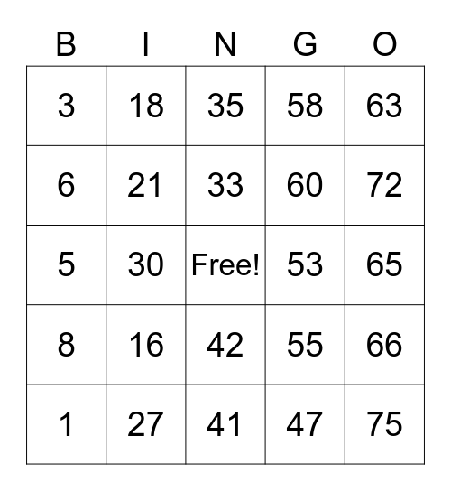 Birthday Bingo: Ben's Preferred, Take 1 Bingo Card