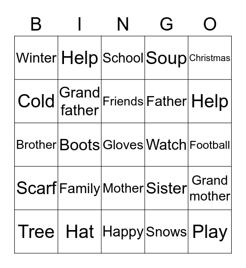 Unit 4: My Family Bingo Card