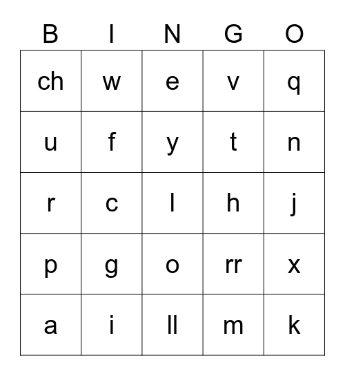 Alphabet Bingo Card