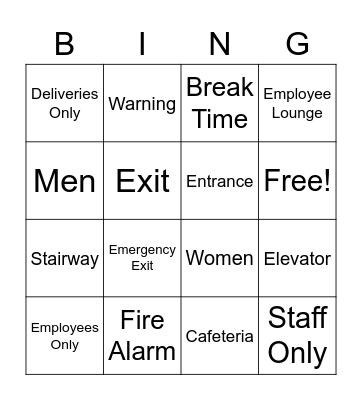 Work Words Bingo Card