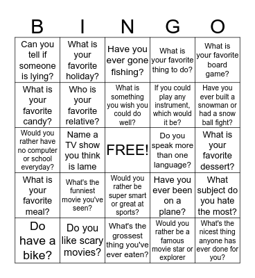 Get to know your peer Bingo Card