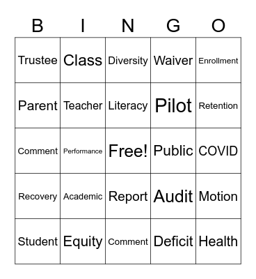 Thursday Night Fun Bingo Card