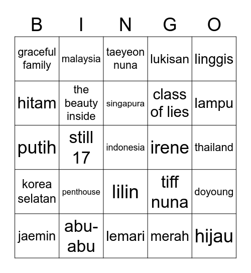 jaem Bingo Card