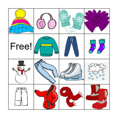 Les Vetements d"Hiver Bingo Card