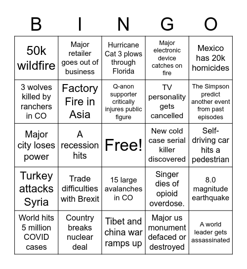 Untitled Bingo Card