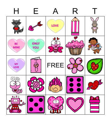 Valentine HEART Bingo Card