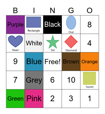 Colours/Numbers/Shapes Bingo Card