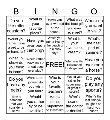 Get to know your peer Bingo Card