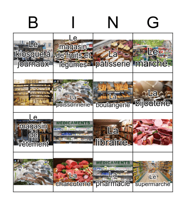 Les commerces Bingo Card