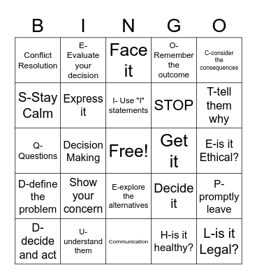 Communication Skills Bingo Card