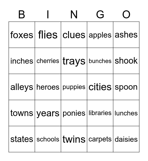 Speak Out Bingo Card
