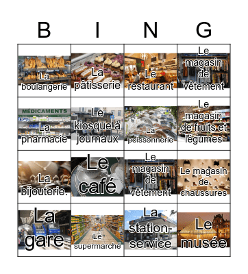 Les commerces Bingo Card