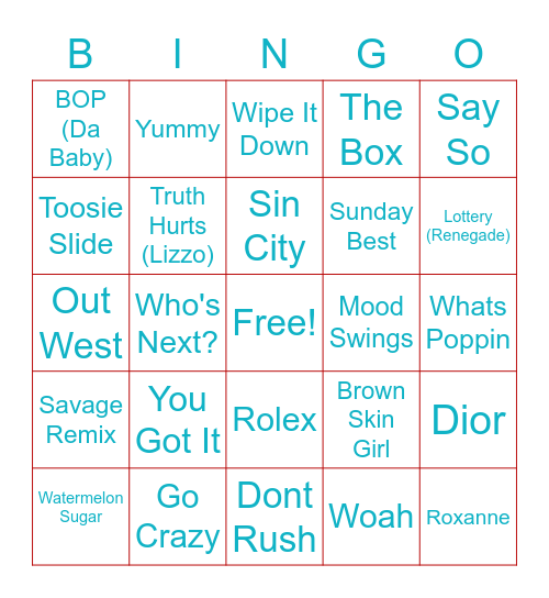 Tik Tok Bingo Card