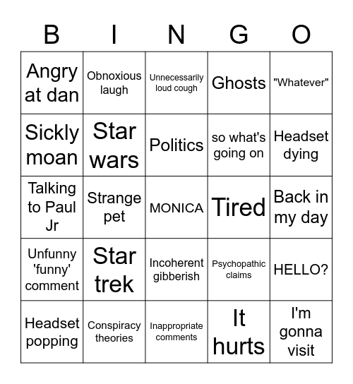 Paul Bingo Card