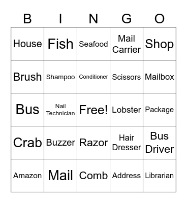 Personal Service Jobs Bingo Card