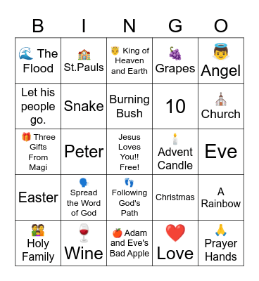 Bible Bingo! Bingo Card