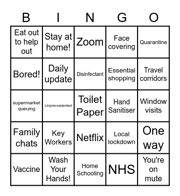 Lockdown Birthday Bingo!!! Bingo Card