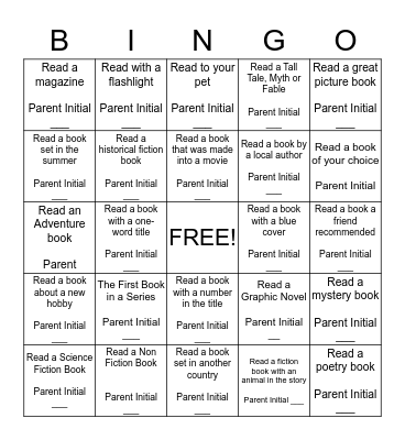 Winter Reading  Bingo Card