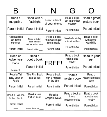 Winter Reading  Bingo Card