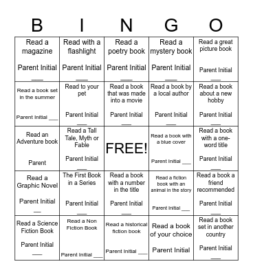 Winter Reading  Bingo Card