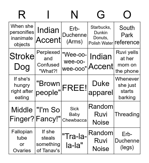 Ruvi Bingo Card