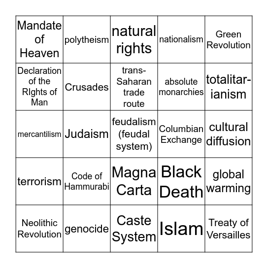 WHIST REVIEW  Bingo Card