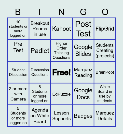 Bingo: Schoology Bingo Card