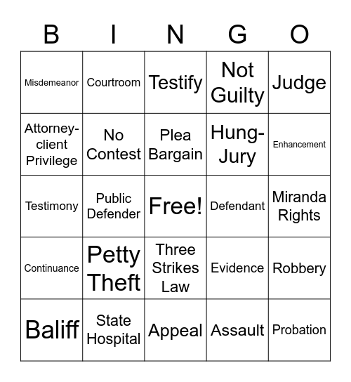 Competency Bingo Card