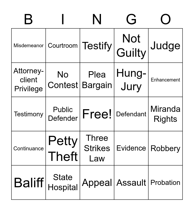 Competency Bingo Card