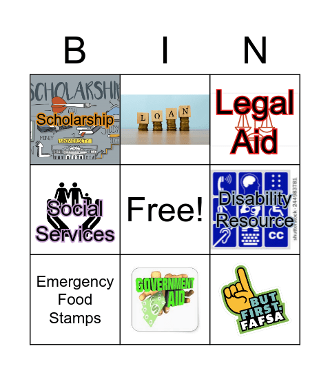 Financial Resources Bingo Card