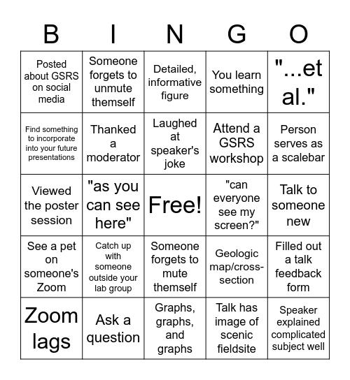 GSRS 2021 Bingo Card