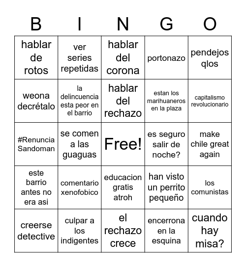 Fachosafe Gran Bingo Gran Bingo Card
