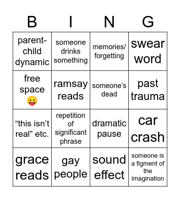 playwriting bingo Card
