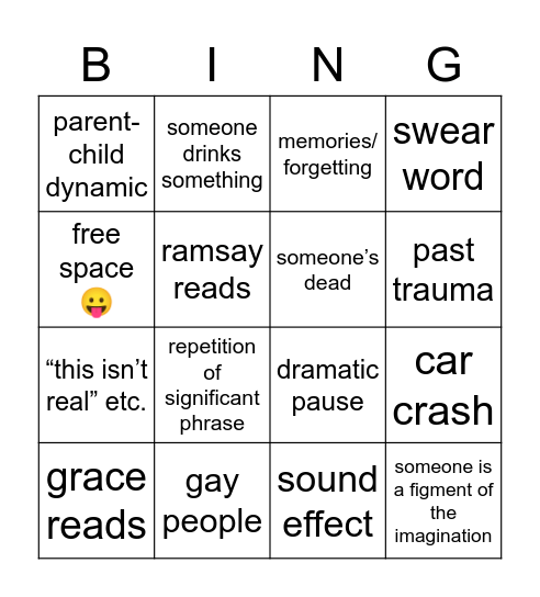 playwriting bingo Card