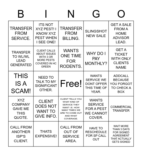 SALES BINGO Card