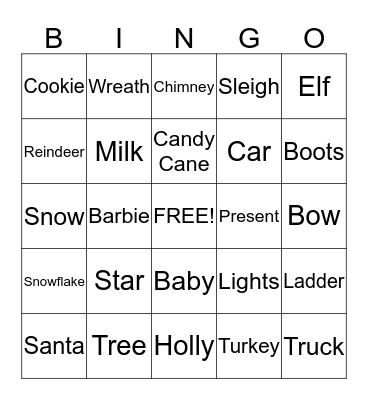 Christmas Bingo Card