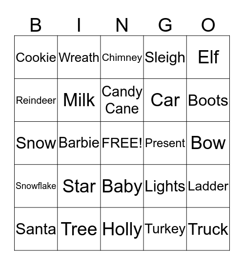Christmas Bingo Card