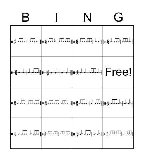 Rhythm - Unit 2 Bingo Card