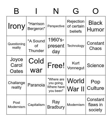 Postmodernism Bingo Card