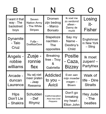 PMGcie bingo Card