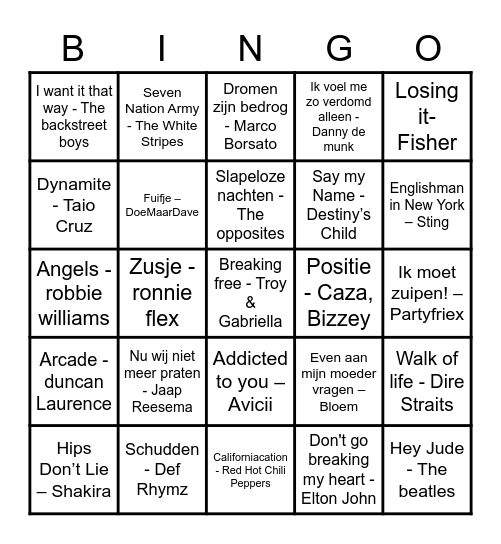 PMGcie bingo Card